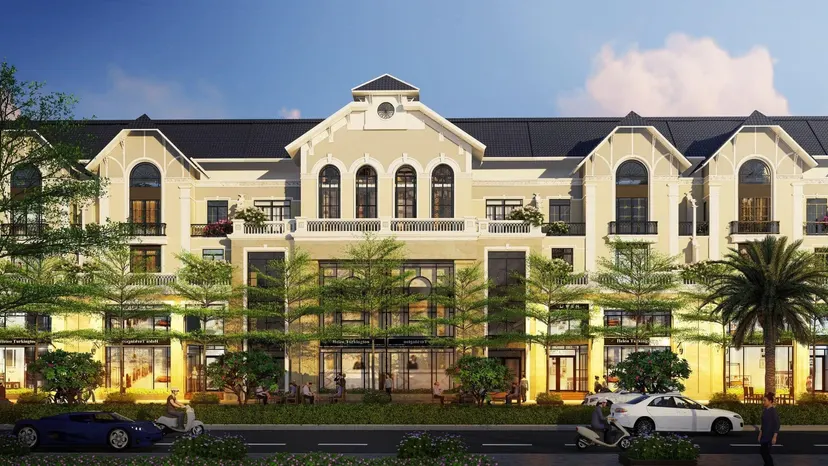Các căn nhà phố thương mại Mộc Điền sở hữu vỉa hè 5m, tối ưu cho việc vừa ở, vừa khai thác kinh doanh. Ảnh: Hưng Ngân Group.